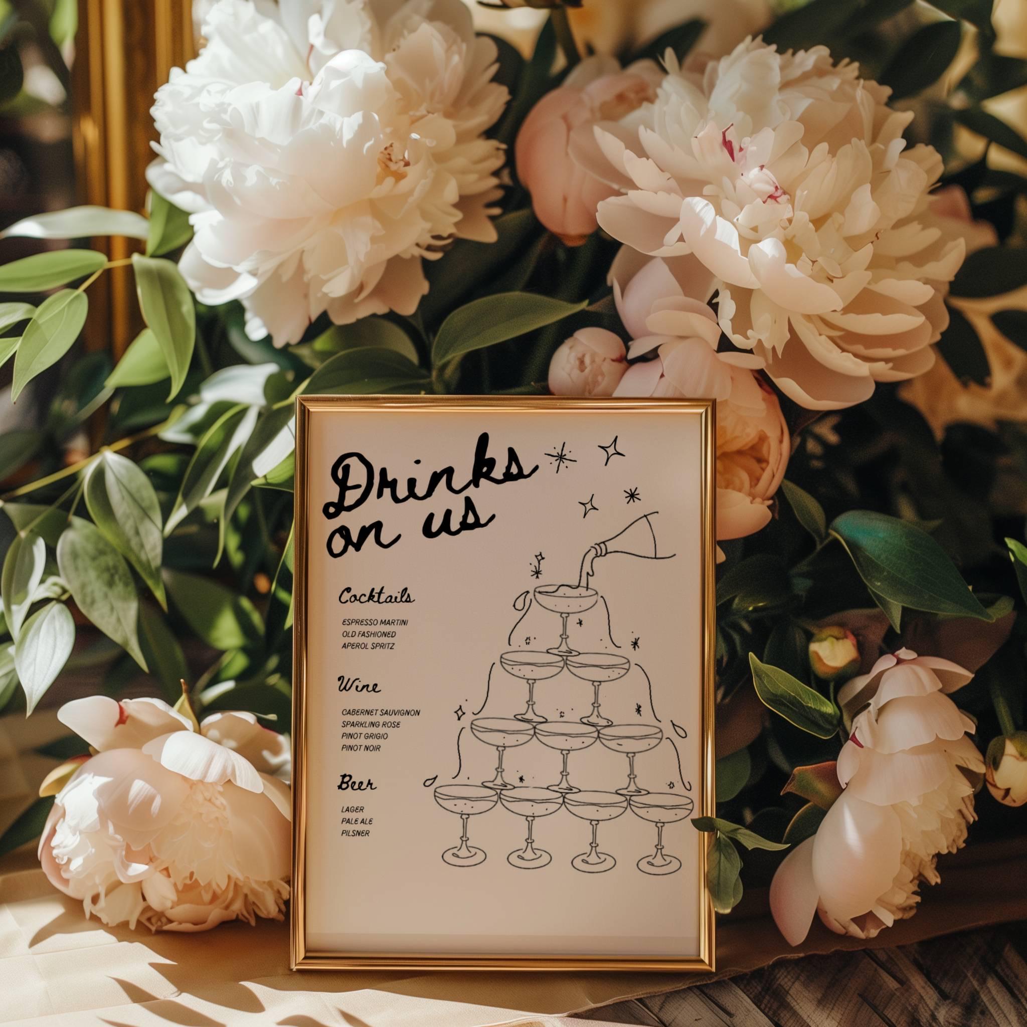 Drinks On Us Bar Sign