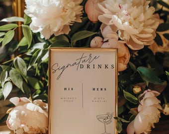 Minimalist Signature Drinks Bar Sign