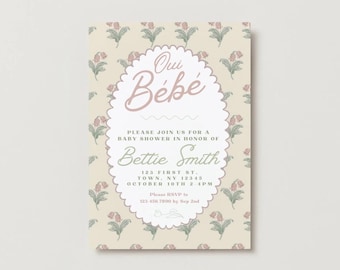 Oui Bebe Baby Shower Invite (pink)