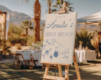 Bridal Shower Welcome Sign | Editable Brunch Decor (Canva Template)