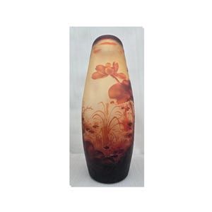 Blumenvase limitierte Auflage - Handarbeit - Orange Glasvase - Farbige Vase - Emile Galle Stil - Massives Glas - Blumenvase - Wohndeko