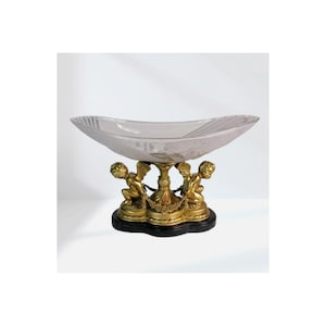 Plaque en cristal antique - base d&#39;ange en bronze - décoration de maison - art déco - design élégant - luxe - idée cadeau - cadeau de mariage