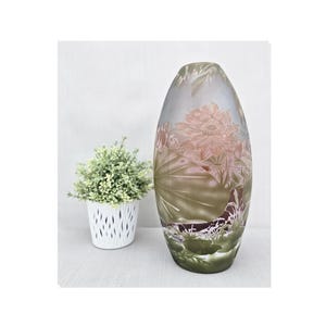 Einzigartige Blumenglas Vase - Farbige Vase - Emile Galle Stil - Cameo Glas - Wohnkultur - Geschenkidee - Geschenkidee