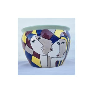 Vaso de porcelana - Estilo Picasso - Vaso decorativo modernista - Decoração única - Decoração para casa - Decoração de jardim - Pátio - Ideia para presente
