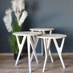 TRAVERTINE COUCHTISCH, Bohemian Couchtisch, Satztische, Beistelltisch Set, Holz