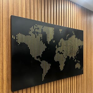 Grande carte du monde en bois, art mural, carte du monde, décoration de bureau, carte du monde moderne, tentures murales