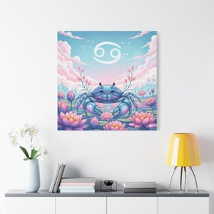 Cancer Zodiac Print: Cosmic Crab, Pastel Celestial Wall Art (PNG JPG Digital Download