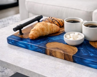 Olijfhouten epoxy dienblad, gepersonaliseerde snijplank, housewarming huwelijkscadeau