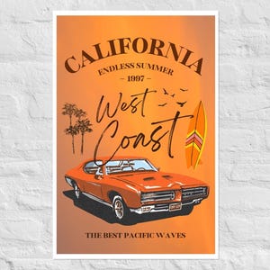 Kalifornien Westküste Poster, Pazifikküste, Wandkunst, Kalifornien Poster, Vintage Poster, Vintage Wanddekoration, KEIN RAHMEN