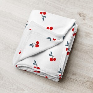Cherry print blanket, soft blanket for spring/summer, room decoration, ideal gift, cozy blanket, baby blanket