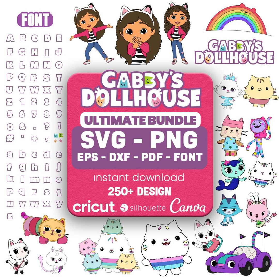 Gabbys Dollhouse Svg Bundle, Gabbys Dollhouse Png, Clipart, Fonte ...