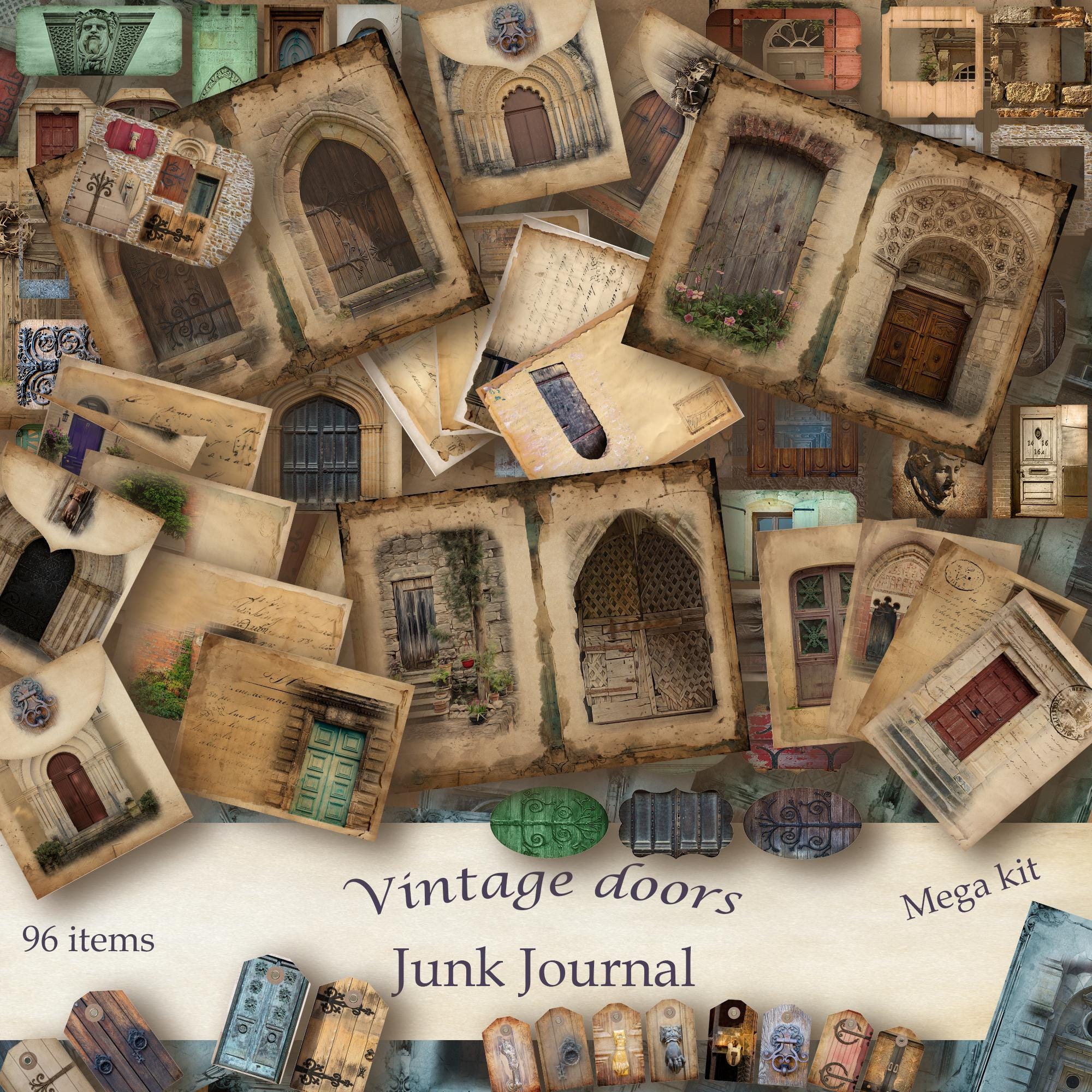 Ancient Door Junk Journal Pages: Vintage Ephemera, Embellishments ...