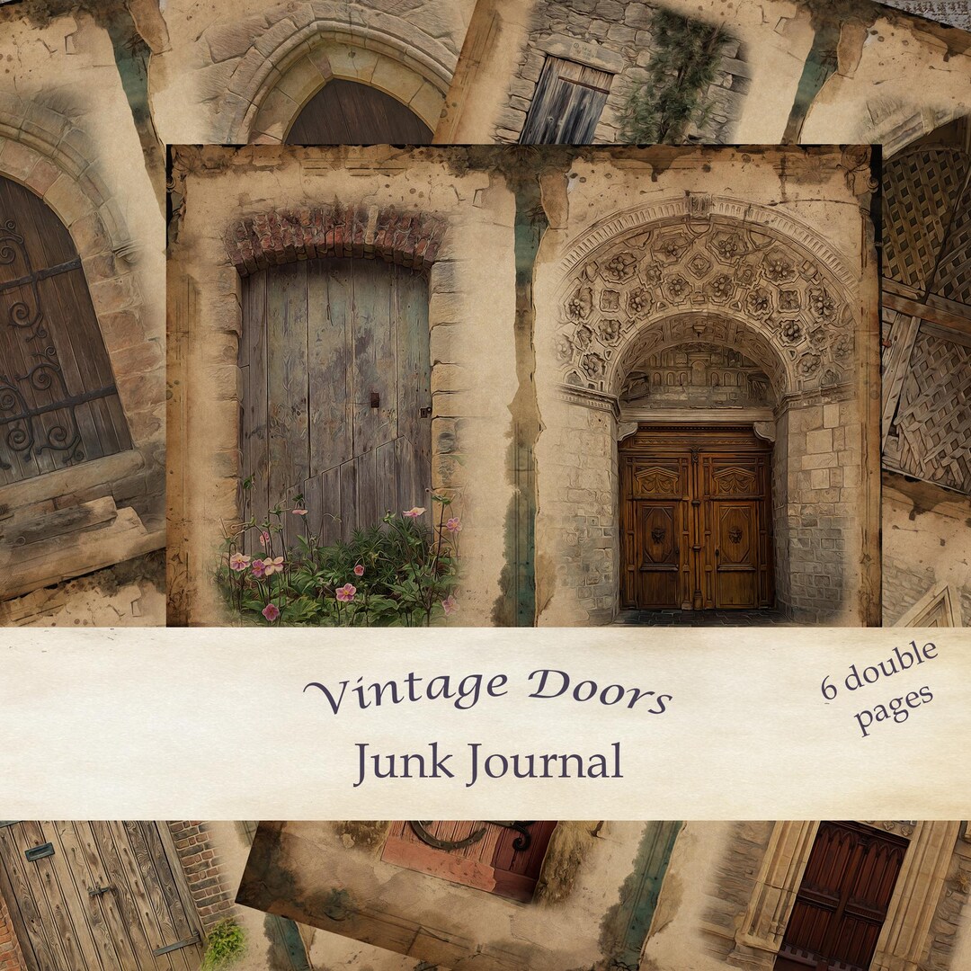 Beautiful Vintage Door Junk Journal Pages. 6 Printable Double Journal ...