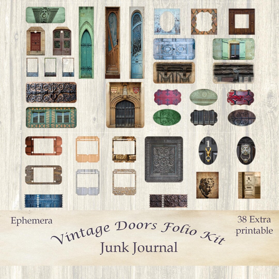 Vintage Door Ephemera Kit: Grunge Journaling Elements (digital Download ...