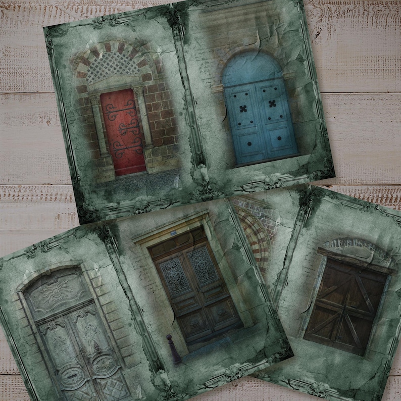 Vintage Doors Junk Journal Pages: Mystical Green Printable Set (digital ...