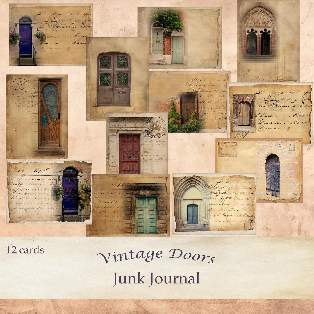 Printable Nostalgic, Vintage Door Junk Journal Cards. 3 Pages, 11 X 8.5 ...