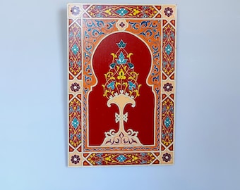 Unique Hand-Painted Moroccan Zouaq Art | Islamic Wall Decor | Boho Moorish Painting | Handmade Home Accent