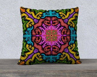 Bright Tribal Animals Mandala Pillow Cover