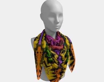 Bright Tribal Animals Mandala Scarf