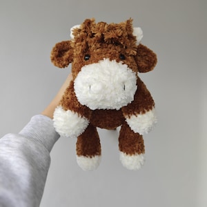 Highland Cow low-sew PDF crochet pattern, English, Amigurumi