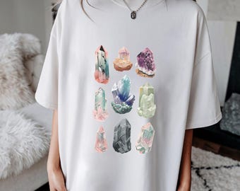 Crystal Aesthetic Tshirt, Mystical Tee, Magical T-shirt, Gemstone Tee, Pastel Gem Shirt, Mystical Graphic Tee, Crystal Lover T, Geology Tee