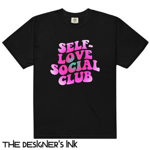 Camiseta estética de amor próprio, camiseta retrô grande, camiseta de saúde mental, camiseta com slogan, camiseta com tipografia, camiseta gráfica vintage de clube social, camiseta para presente