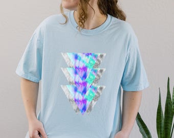 Triangles Tshirt, Gift Geometric Tee, Aesthetic T-shirt, Abstract T, Neon Shirt, Graphic T, Colorful Tshirt, Shapes T, 80s Style Art Tee