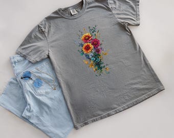 Wildflower Aesthetic Tshirt, Botanical Vintage T, Gardener Gift T, Bouquet Tee, Nature Shirt, Boho Graphic T, Cottagecore Flower T, Plant T