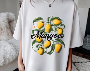 Mango Aesthetic Tshirt, Botanical Vintage T, Gardener Gift, Retro Fruit Tee, Mangoes Plant Shirt, Graphic Summer Tee, Foodie Farmer Art Tee
