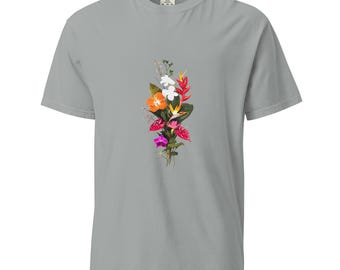 Tropical Flower Aesthetic Tshirt, Botanical Garden Tee, Gift T-shirt, Nature Lover Shirt, Hibiscus Orchid Jasmine Anthurium T, Vacation Tee