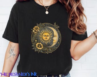 Celestial Tshirt, Universe T-shirt, Astronomy Science Gift Tee, Cosmic Shirt, Space Lover T, Stars Unisex Tee, Sun Moon Tee, Flower Star T