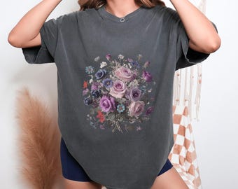 Rose Aesthetic Tshirt, Botanical Vintage T, Gardener Gift, Bouquet Tee, Nature Plant Shirt, Romantic Floral Tee, Cottagecore Flower T-shirt