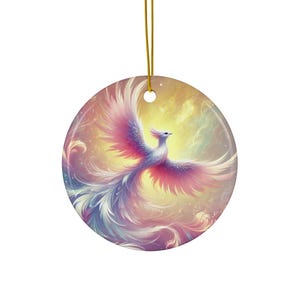 Phoenix Ceramic Ornament, Mystical Holiday Decor, Unique Gift for Christmas, Scorpio, Phoenix Rising, Fawkes, Holiday Decoration, Magic