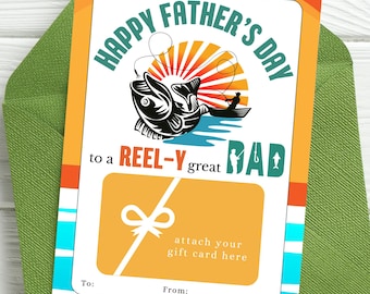 Father’s Day Fishing Gift Card Holder Printable • REEL‑Y Great Dad • Instant Download • DADGC DADGIFT
