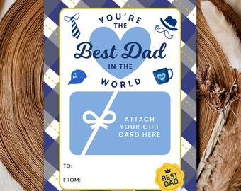 Father’s Day Gift Card Holder Printable • Best Dad in the World • DIY Gift Card Holder • Instant Download DADGC DADGIFT