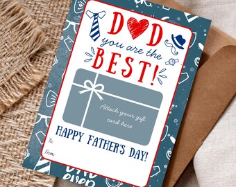 Father’s Day Gift Card Holder Printable • Dad You Are the Best • DIY Gift Card Holder • Instant Download DADGC DADGIFT
