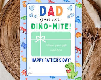 Father’s Day Dino Gift Card Holder Printable • Dad You Are DINOMITE • Instant Download • DADGC DADGIFT