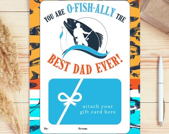 Father’s Day Fishing Gift Card Holder Printable • O-FISH-ally The Best Dad • Instant Download • DADGC DADGIFT