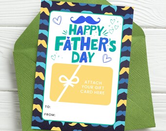 Father’s Day Gift Card Holder Printable • Happy Father's Day • DIY Gift Card Holder • Mustache Pattern Card • Instant Download DADGC DADGIFT