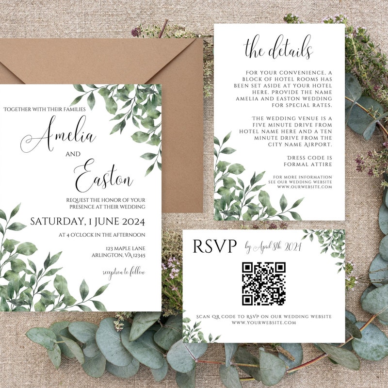 Greenery Invitation - Etsy