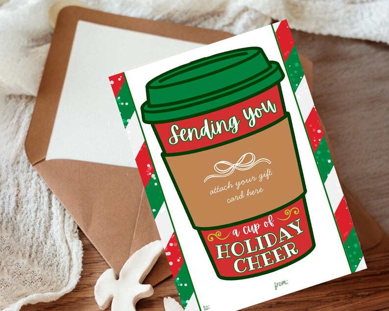 Printable Holiday Coffee Gift Card Holder. Instant Download and Print ...