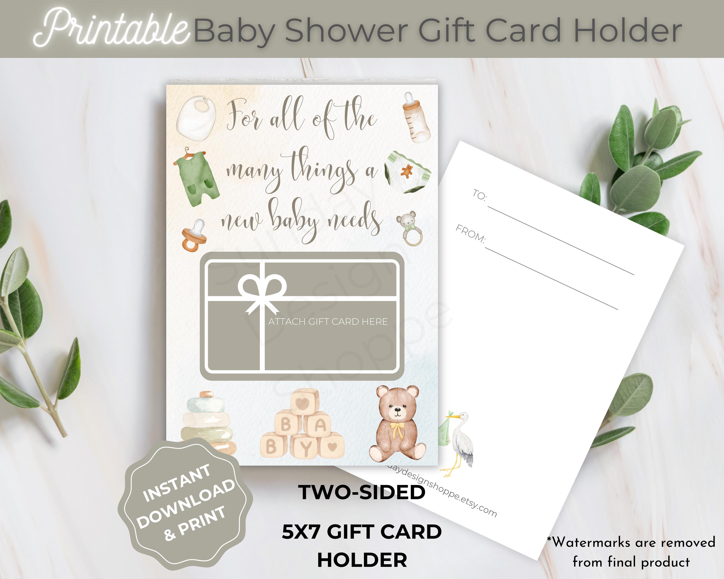Printable Baby Shower Gift Card Holder. Gender Neutral Baby Gift Card ...