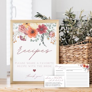 Recipe Cards for the Bride, Fall In Love, Bridal Shower Recipe Request Cards (2x3.5), Recipe Cards (4x6) & Shower Signs Included (5x7, 8x10)