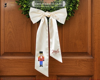 Monogram Wreath Sash - Customized Embroidered Wreath Sash- Front Door Wreath Sash - Initial Door Sash- Monogram Wreath Sash- Christmas Gifts