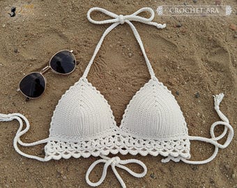Handmade Crochet Bra, Knit Bikini Top, Bachelorette Party Bikini Top, Crochet Bra for Bride and Bridesmaid Favors, Beach Party Gifts for Her