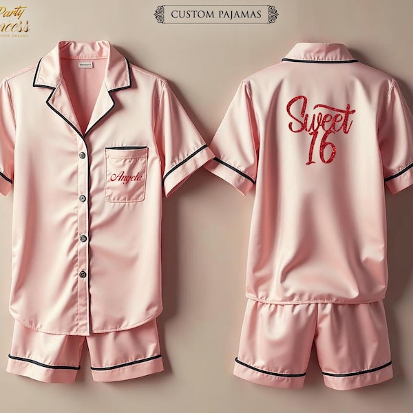 Personalized Sweet 16 Pajama Set Sweet Sixteen Pjs Set Customized Birthday Girl Pajamas 16th Birthday gifts for women She is 16 Pjs