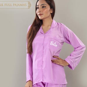 Bridesmaid Long Pajama Set Personalized Silk Pajamas Set Bridesmaids Pajamas Set Bridesmaid Proposal Long Pants Pajama Bridesmaid Gifts