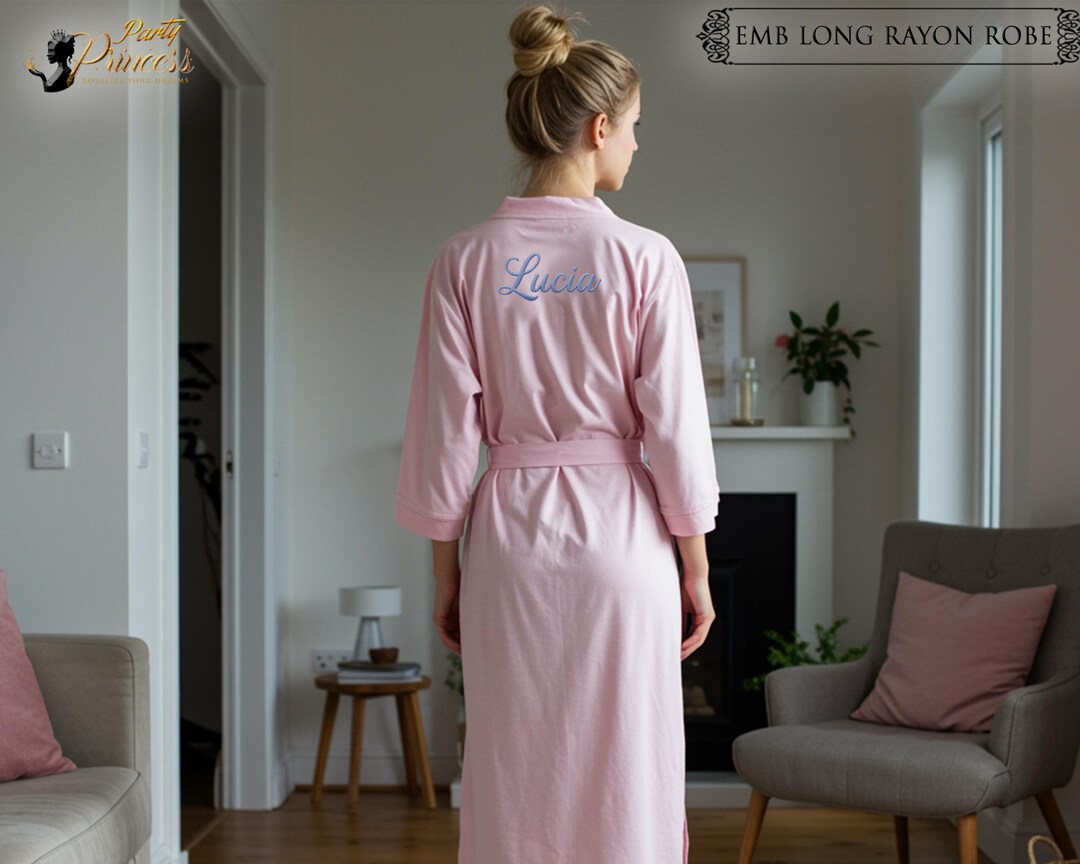Long Embroidered Robe Custom Embroidered Rayon Long Robe, Bridesmaid Gift, Bridal Robe ...