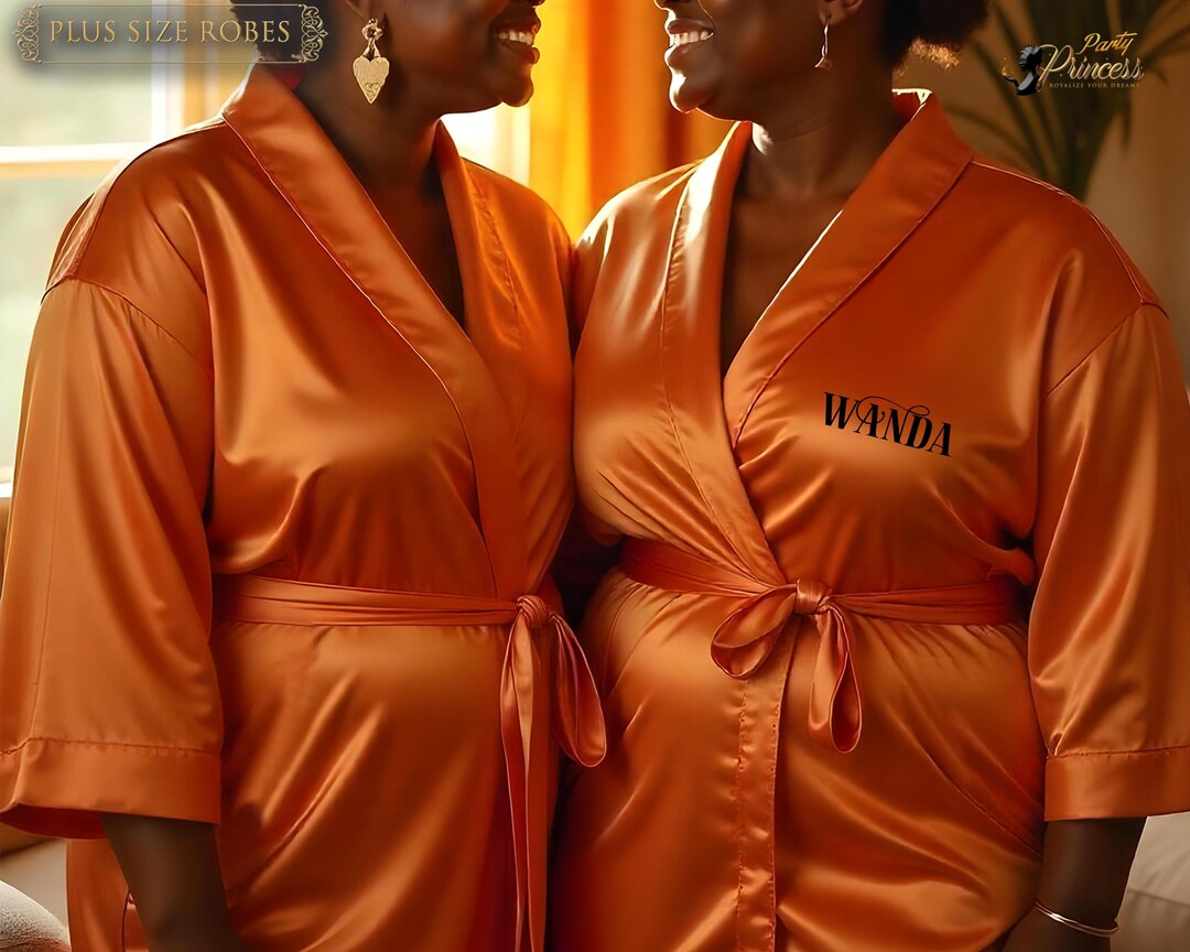 Plus Size Satin Robe 6XL Plus Robe Bridesmaids Satin Robes Custom 