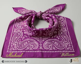 Customized Embroidery Bandanas Custom Text Bandana Personalized Bandana Paisley Bandana with Custom Name Bandana Custom Bandanas